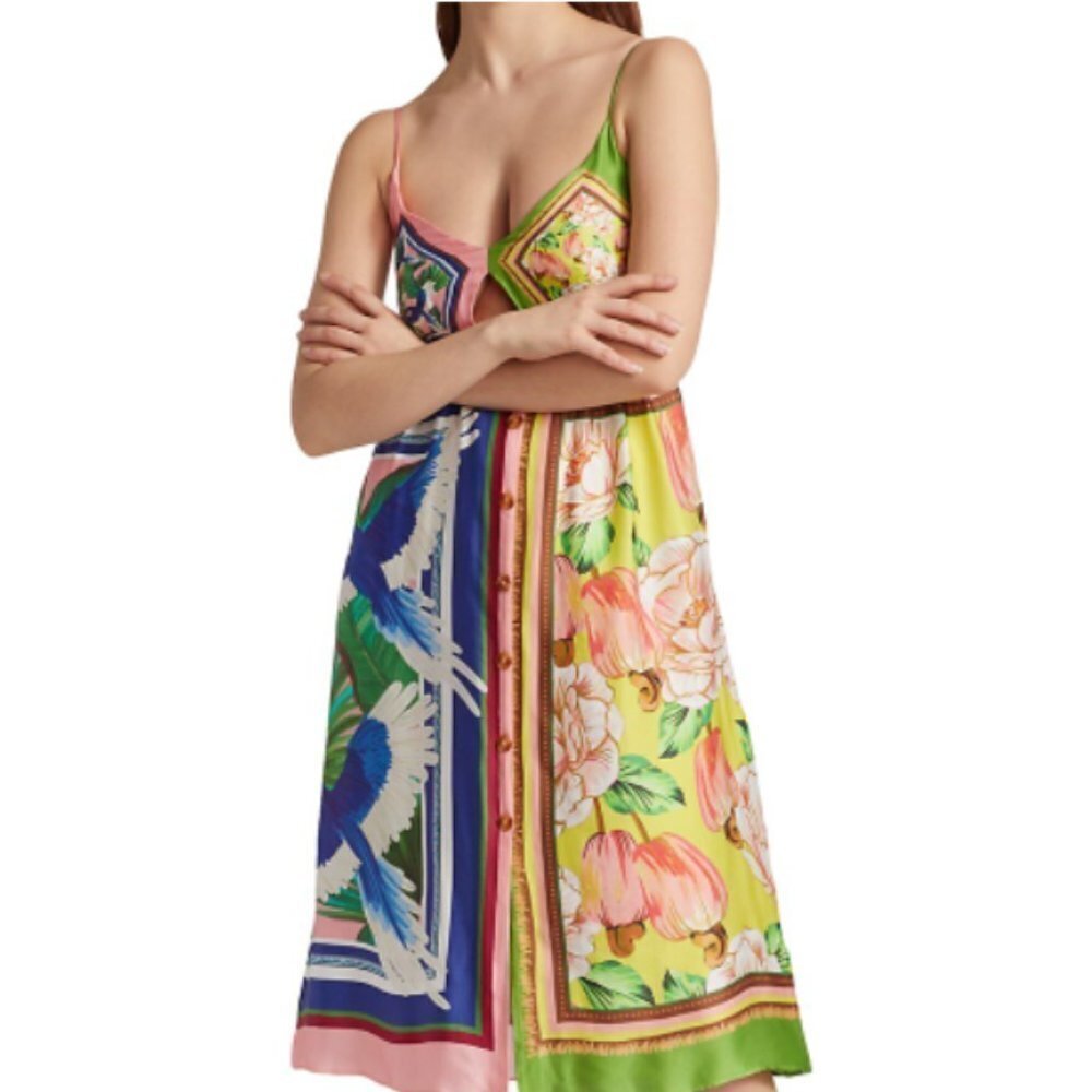 Farm Rio Women’s Double Scarfs Pastel Midi Dress